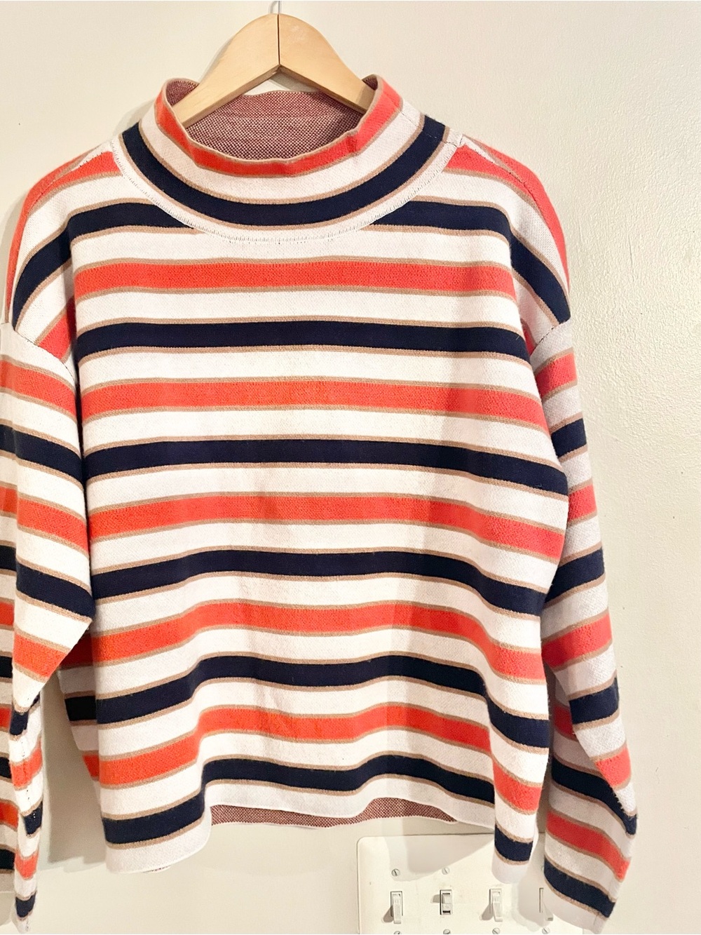 Maeve By anthropologie Women’s Carys Mock-Neck Sweater Sz L Striped long sleeve